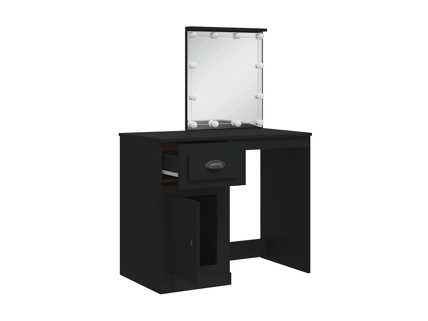 Tocador con luces LED negro 90x42x132,5 cm ES221887