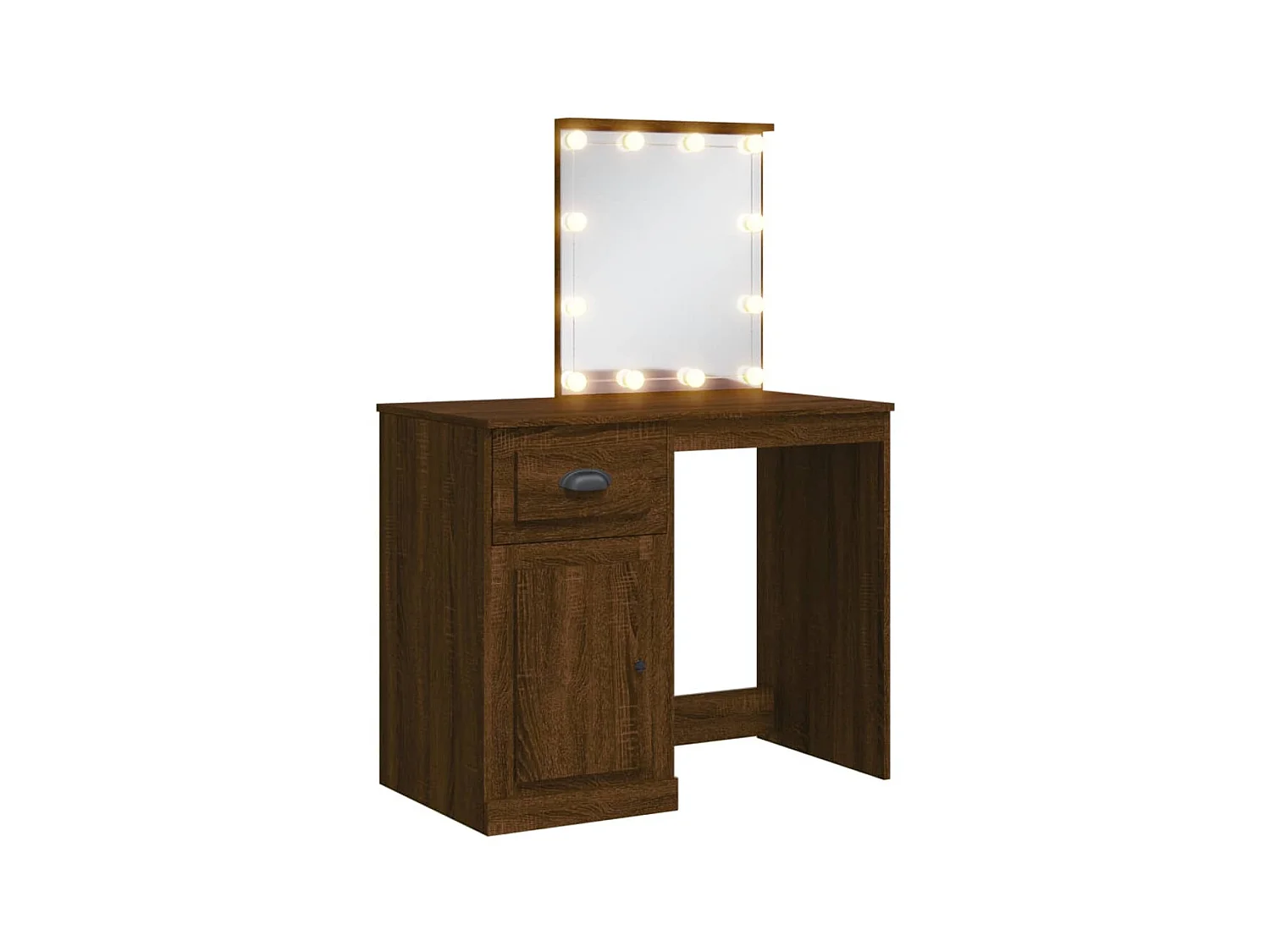 Coiffeuse avec lumières LED chêne marron 90x42x132,5 cm OFR21500 BonneVie Meuble