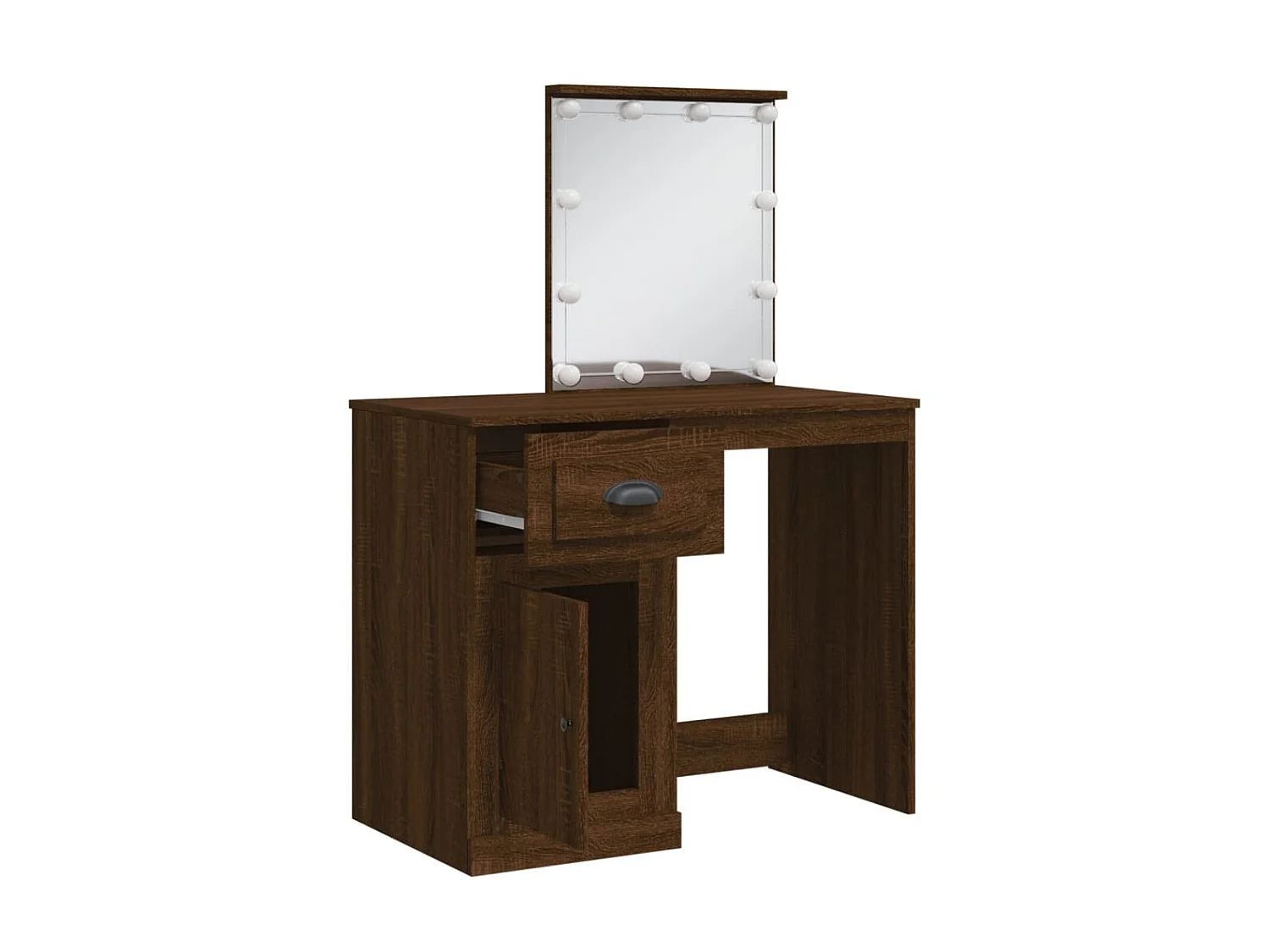 Coiffeuse avec lumières LED chêne marron 90x42x132,5 cm OFR21500 BonneVie Meuble