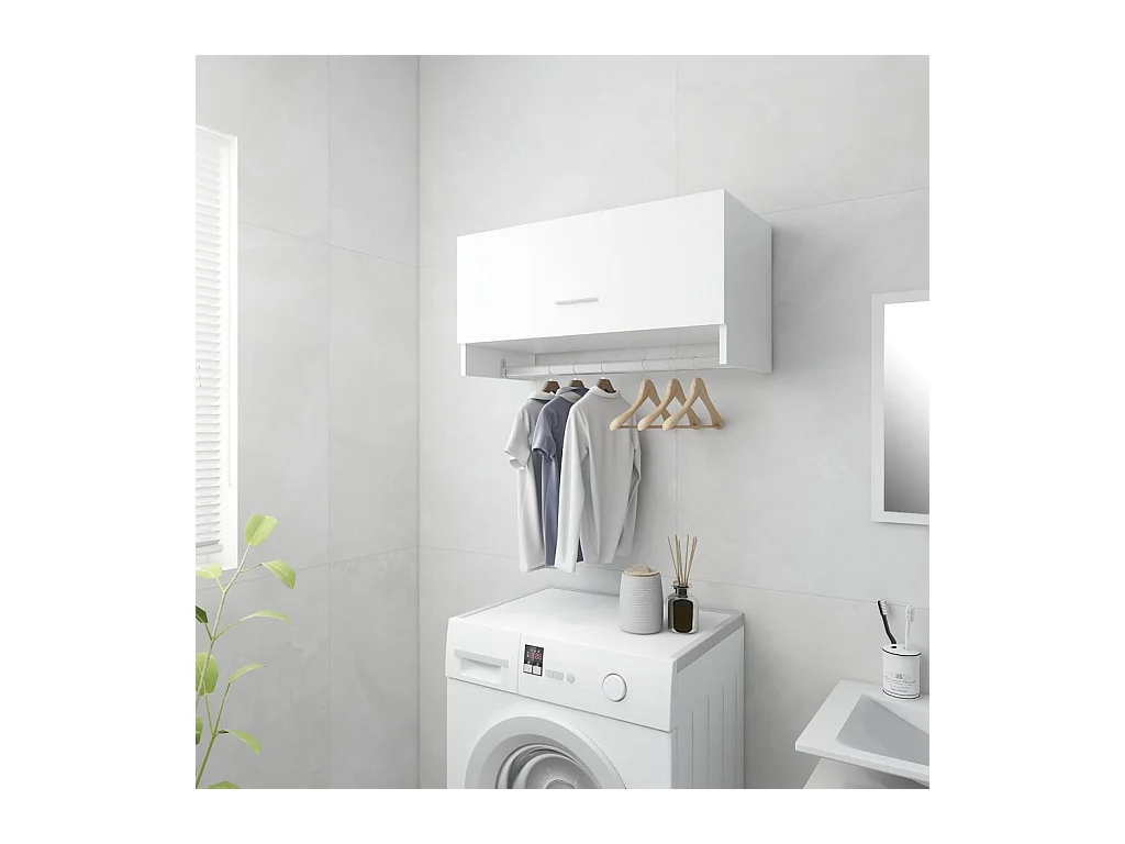 Garde-robe Blanc brillant 70x32,5x35 cm Aggloméré OFR56552 BonneVie Meuble