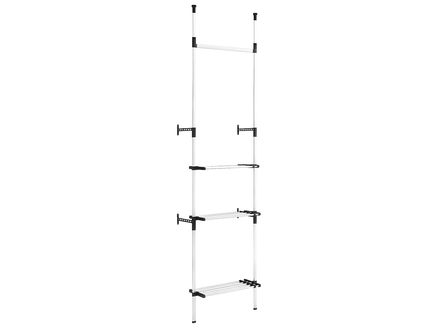 Système de garde-robe télescopique barres et étagère Aluminium OFR10736 BonneVie Meuble