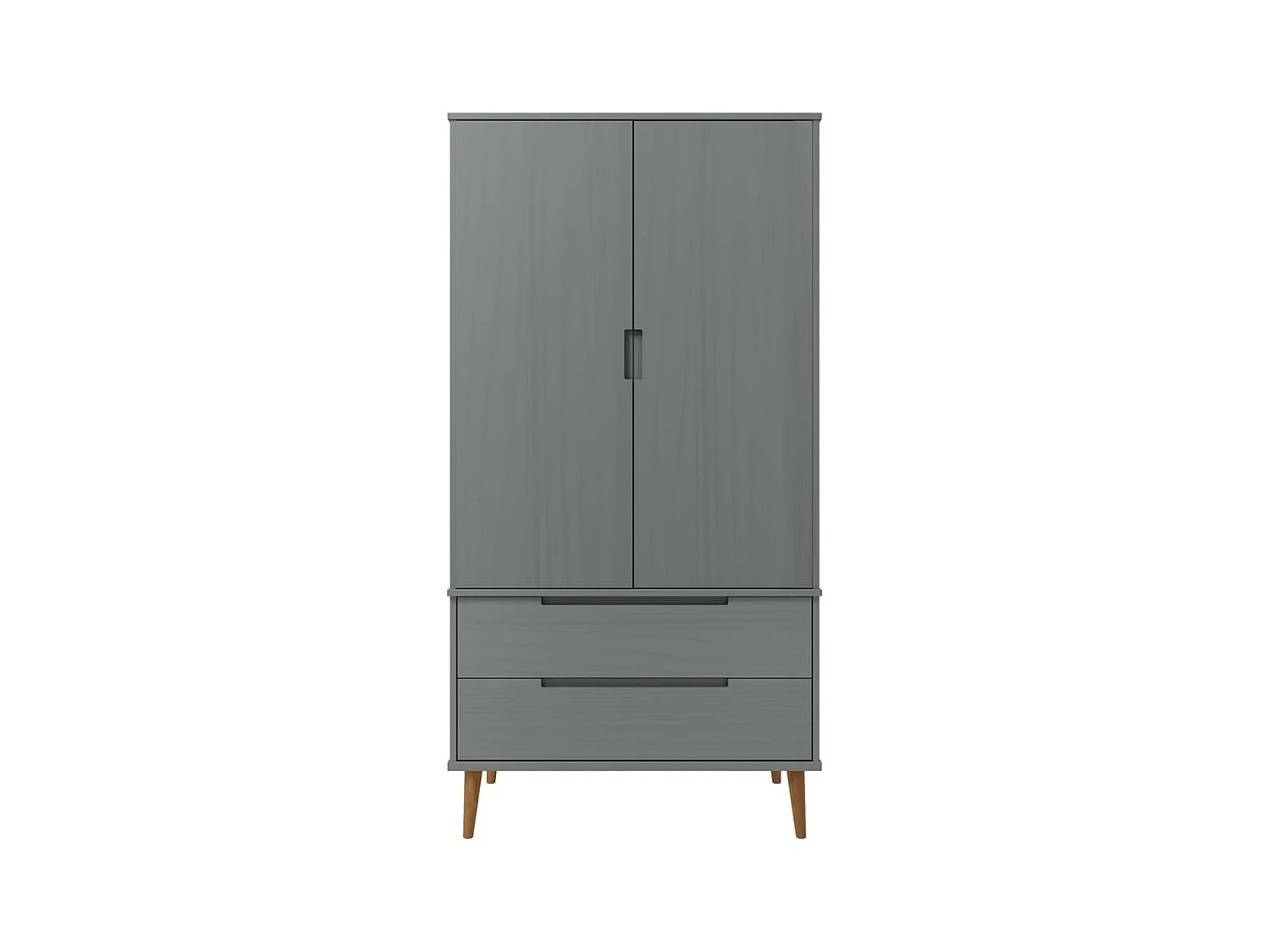 Garde-robe MOLDE Gris 90x55x175 cm Bois massif de pin OFR69131 BonneVie Meuble