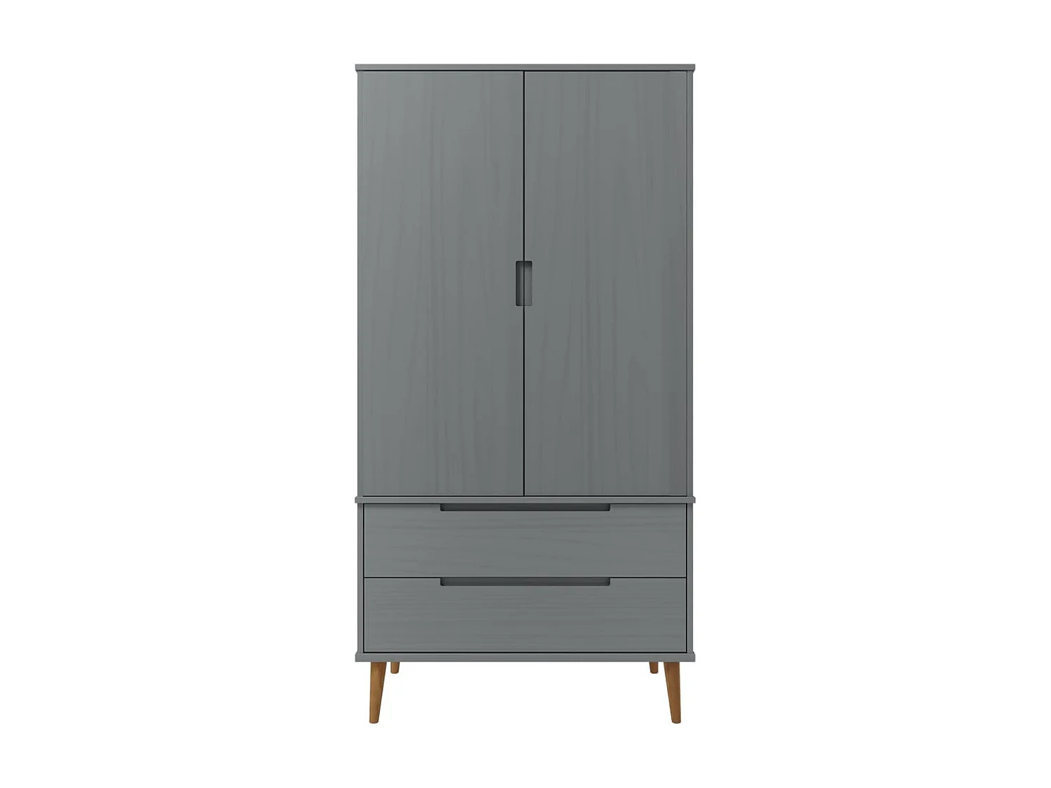 Garde-robe MOLDE Gris 90x55x175 cm Bois massif de pin OFR69131 BonneVie Meuble