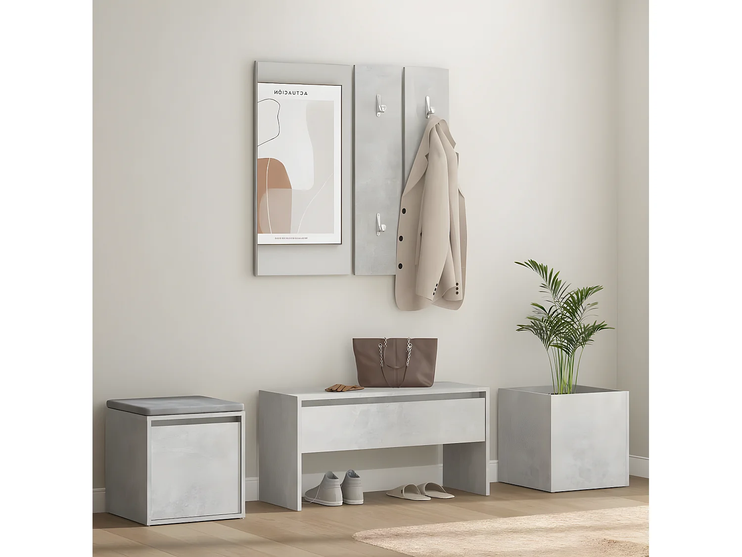 Ensemble de meubles de couloir Gris béton Bois d'ingénierie OFR99508 BonneVie Meuble