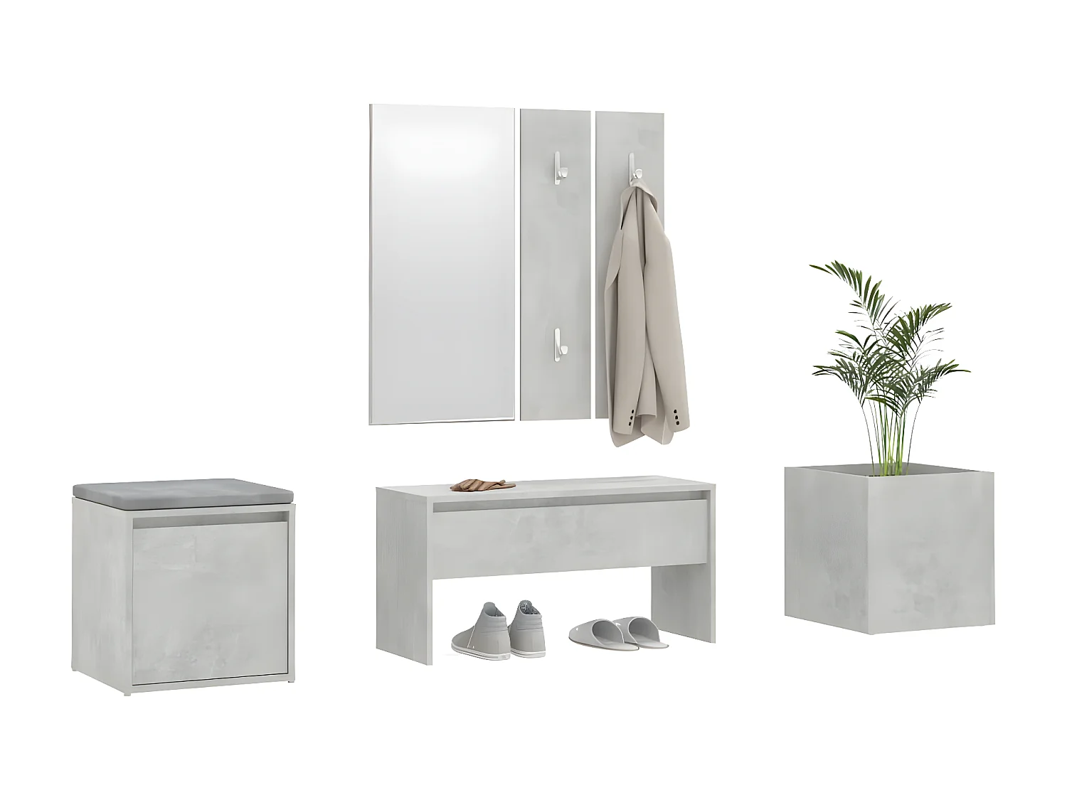 Ensemble de meubles de couloir Gris béton Bois d'ingénierie OFR99508 BonneVie Meuble