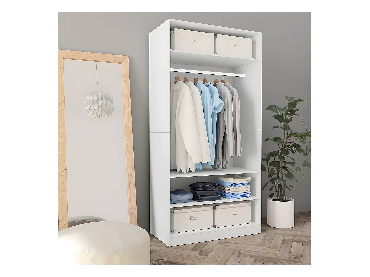 Garde-robe Blanc 100 x 50 x 200 cm Bois d'ingénierie OFR97886 BonneVie Meuble