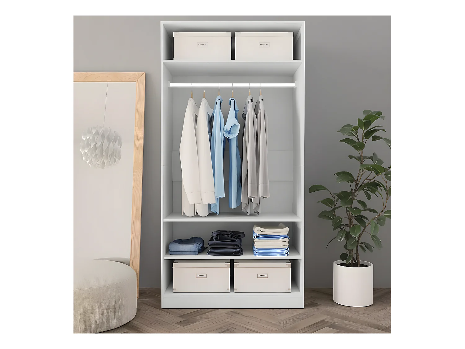 Garde-robe Blanc 100 x 50 x 200 cm Bois d'ingénierie OFR97886 BonneVie Meuble