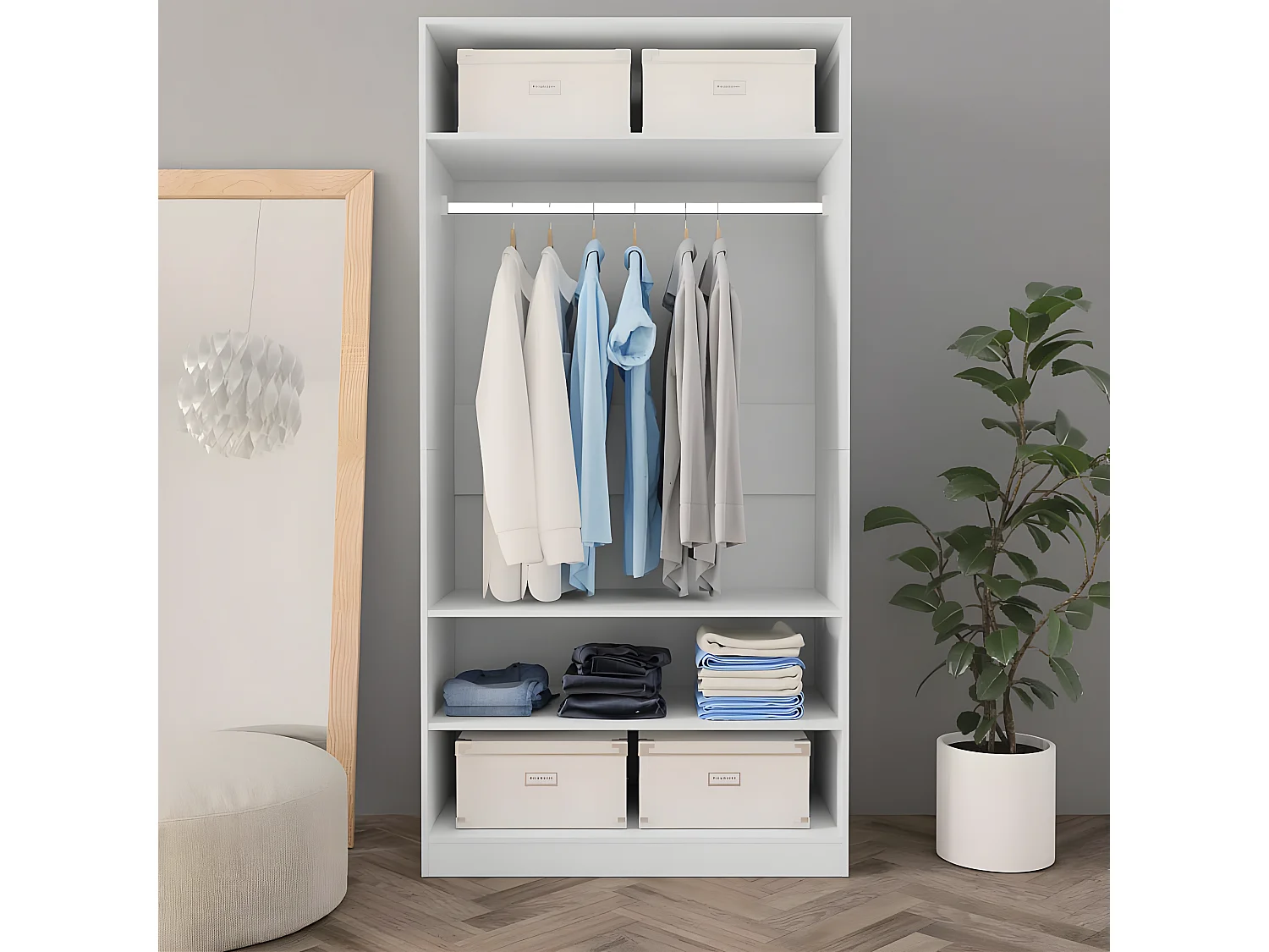 Garde-robe Blanc 100 x 50 x 200 cm Bois d'ingénierie OFR97886 BonneVie Meuble