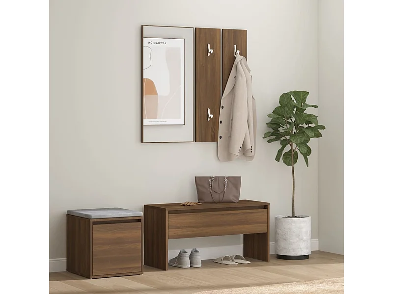Ensemble de meubles de couloir Chêne marron Bois d'ingénierie OFR31101 BonneVie Meuble