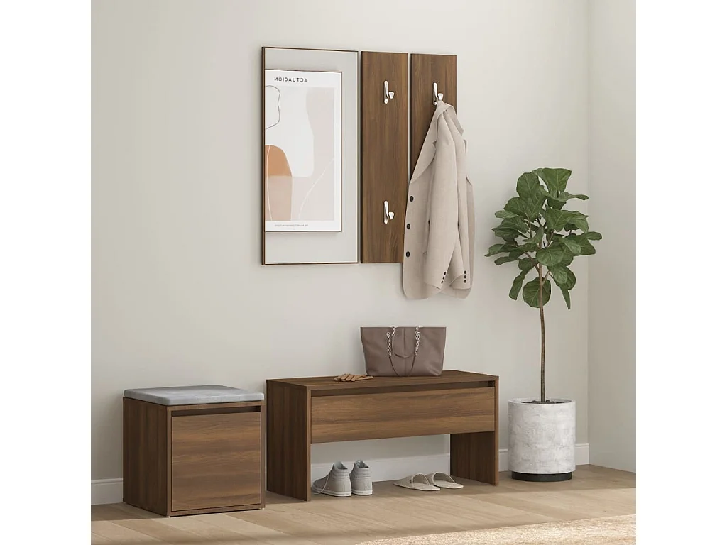 Ensemble de meubles de couloir Chêne marron Bois d'ingénierie OFR31101 BonneVie Meuble