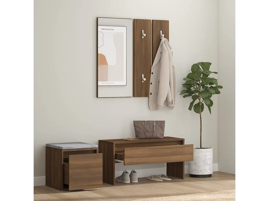 Ensemble de meubles de couloir Chêne marron Bois d'ingénierie OFR31101 BonneVie Meuble