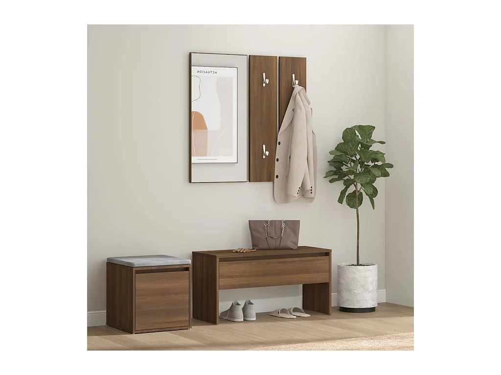 Ensemble de meubles de couloir Chêne marron Bois d'ingénierie OFR31101 BonneVie Meuble