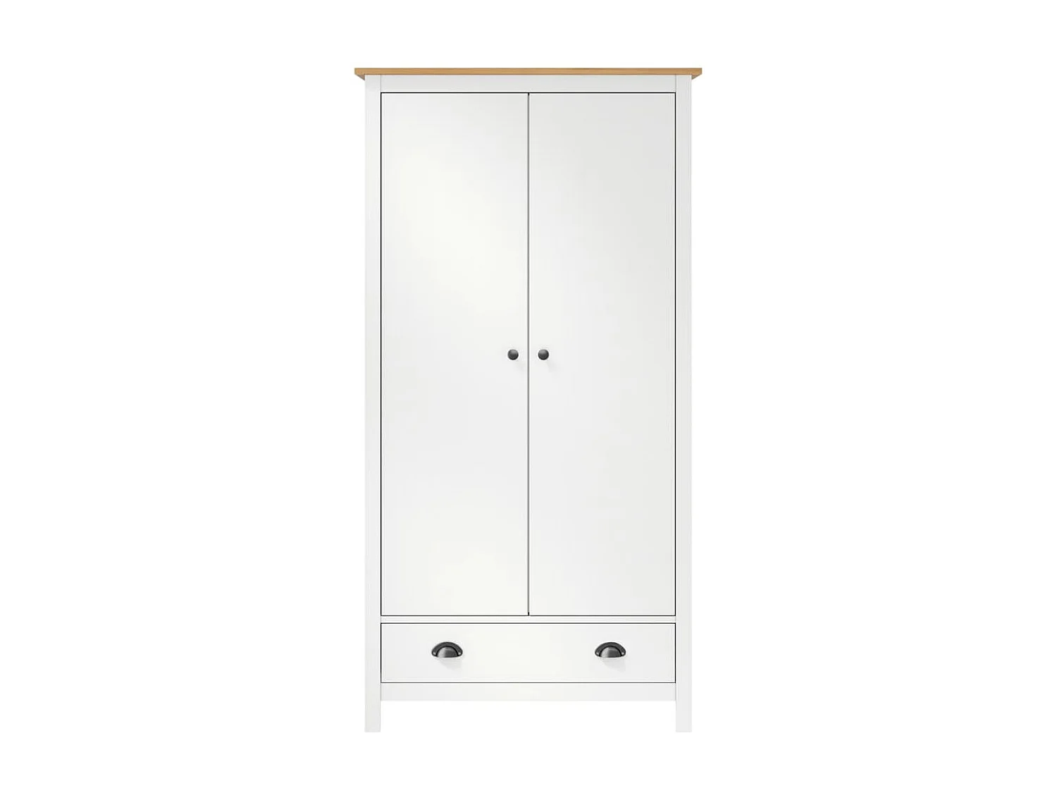 Garde-robe à 2 portes Hill Blanc 89x50x170cm Bois de pin solide OFR74192 BonneVie Meuble
