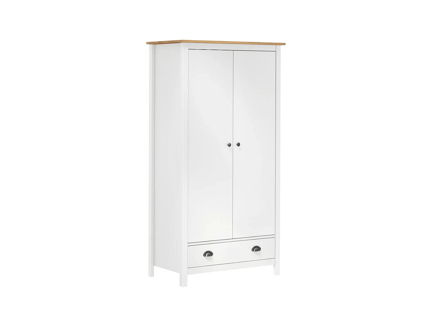 Garde-robe à 2 portes Hill Blanc 89x50x170cm Bois de pin solide OFR74192 BonneVie Meuble