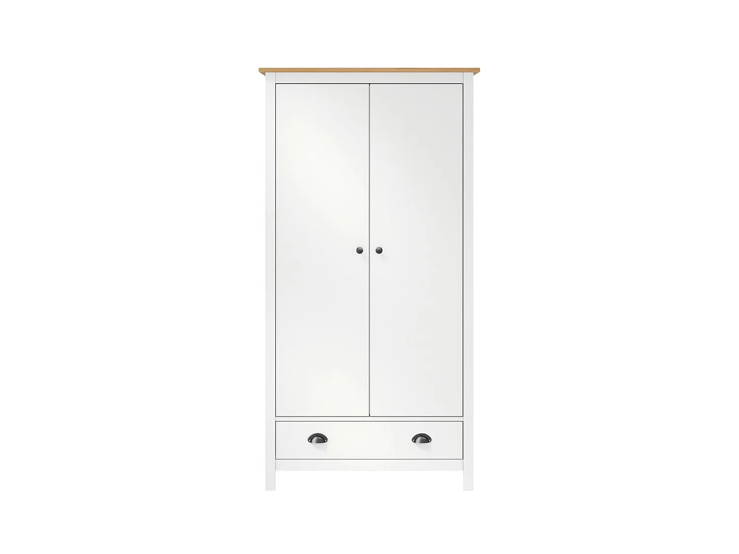 Garde-robe à 2 portes Hill Blanc 89x50x170cm Bois de pin solide OFR74192 BonneVie Meuble