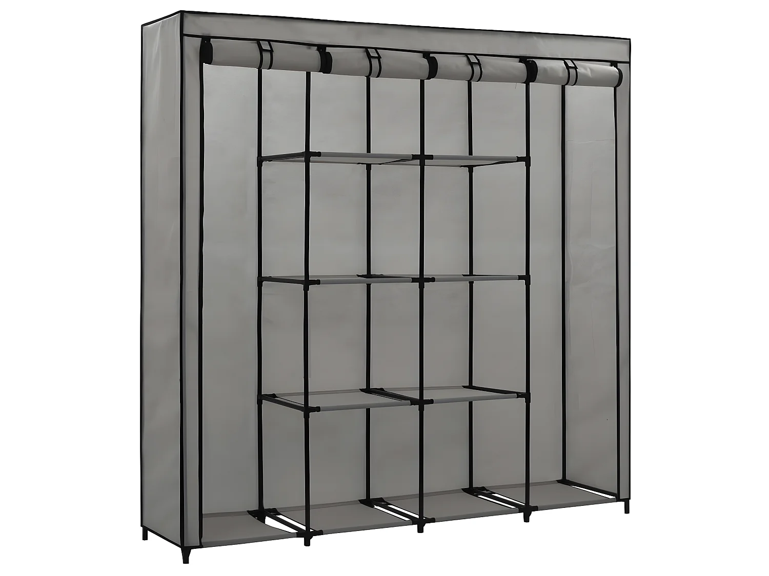 Garde-robe avec 4 compartiments Gris 175x45x170 cm OFR78475 BonneVie Meuble