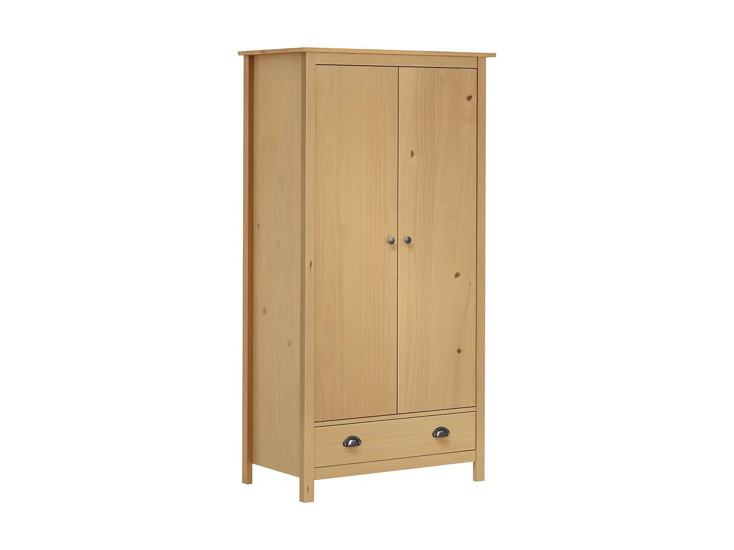 Garde-robe à 2 portes Hill 89x50x170 cm Bois de pin solide OFR27763 BonneVie Meuble