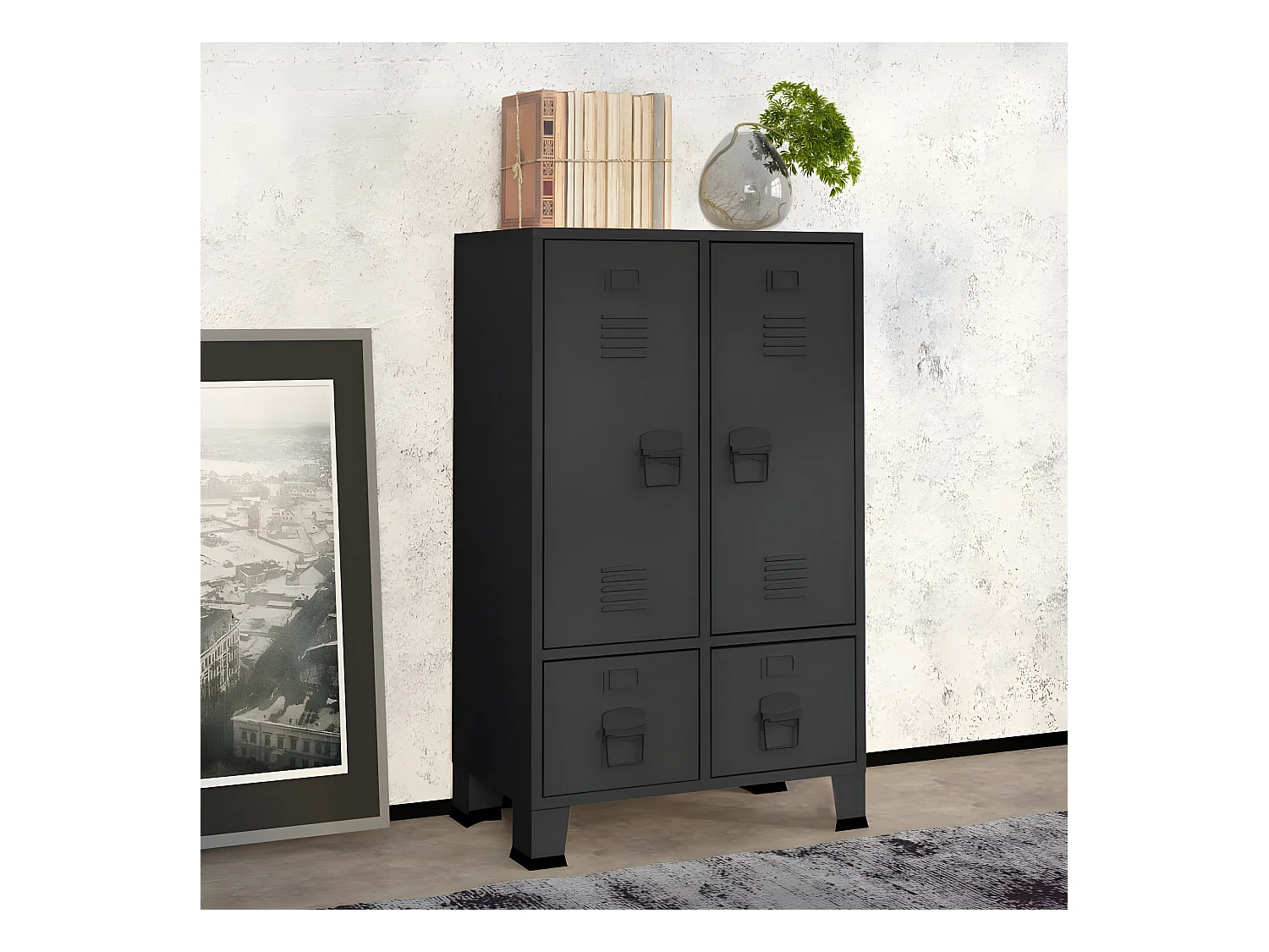 Garde-robe industrielle Anthracite 67x35x107 cm Acier OFR28641 BonneVie Meuble