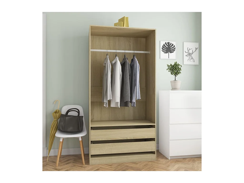 Garde-robe Chêne sonoma 100x50x200 cm Aggloméré OFR27850 BonneVie Meuble