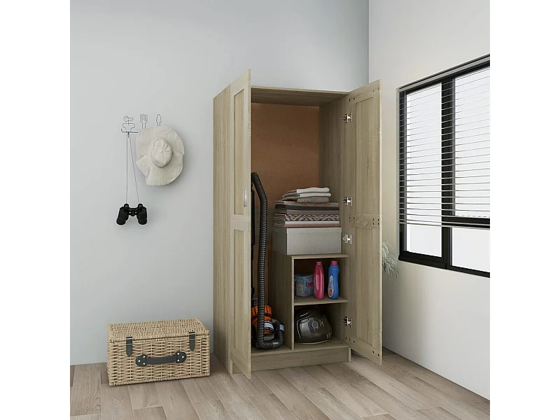 Garde-robe Chêne sonoma 82,5x51,5x180 cm Aggloméré OFR56567 BonneVie Meuble