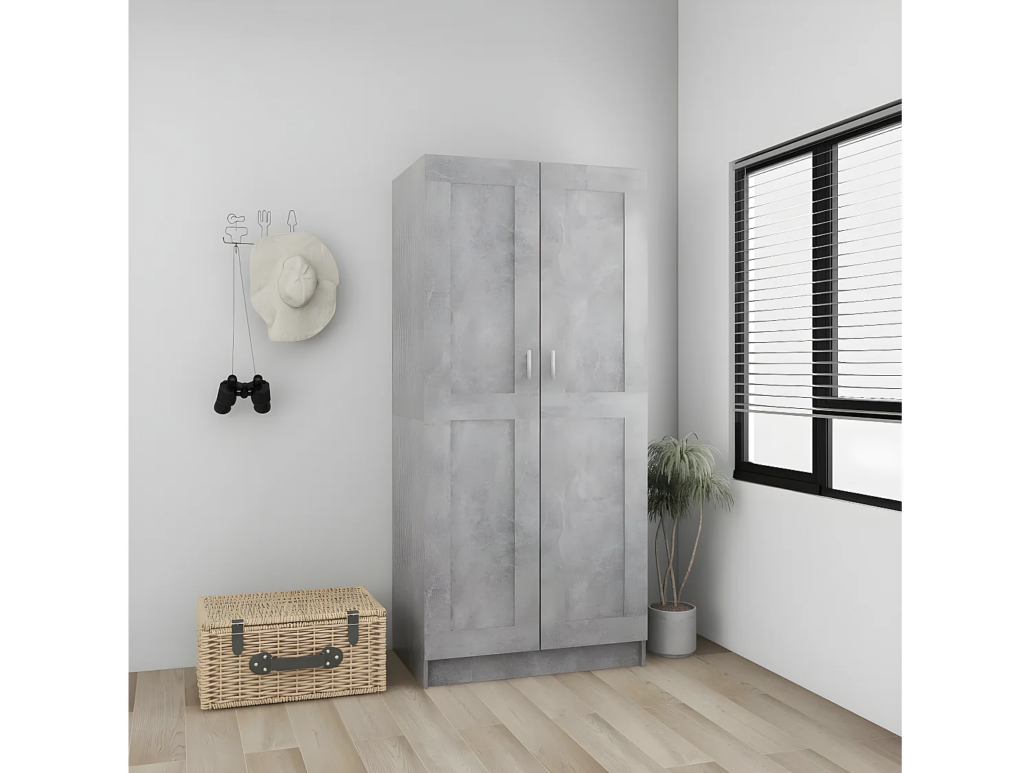 Garde-robe Gris béton 82,5x51,5x180 cm Aggloméré OFR58707 BonneVie Meuble