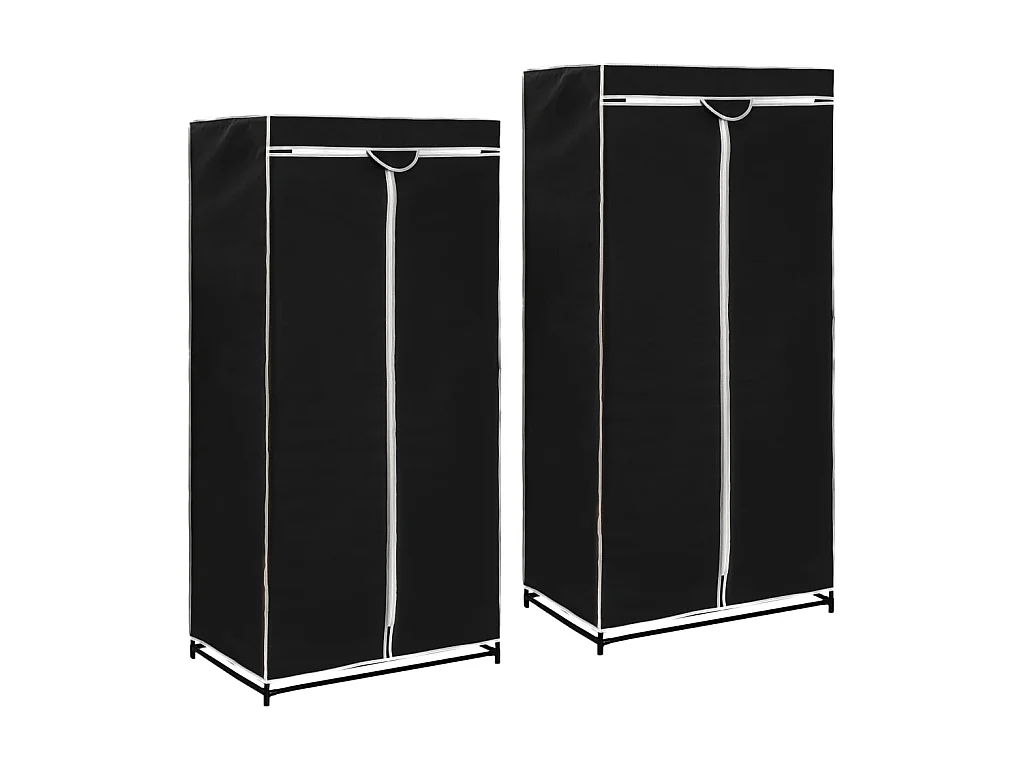 2 pcs Garde-robes Noir 75x50x160 cm OFR73768 BonneVie Meuble