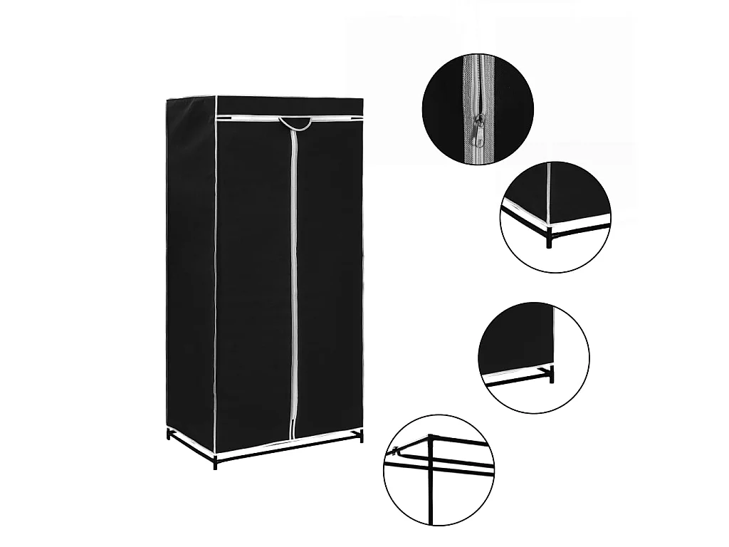 2 pcs Garde-robes Noir 75x50x160 cm OFR73768 BonneVie Meuble