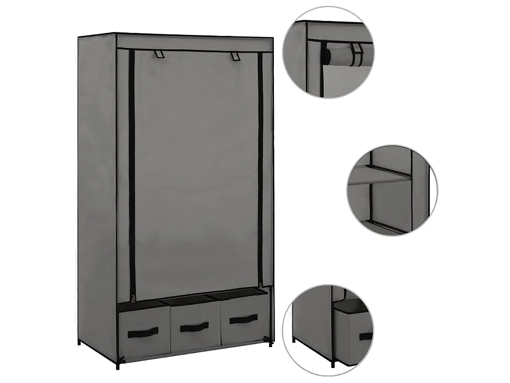 Garde-robe Gris 87 x 49 x 159 cm Tissu OFR98007 BonneVie Meuble