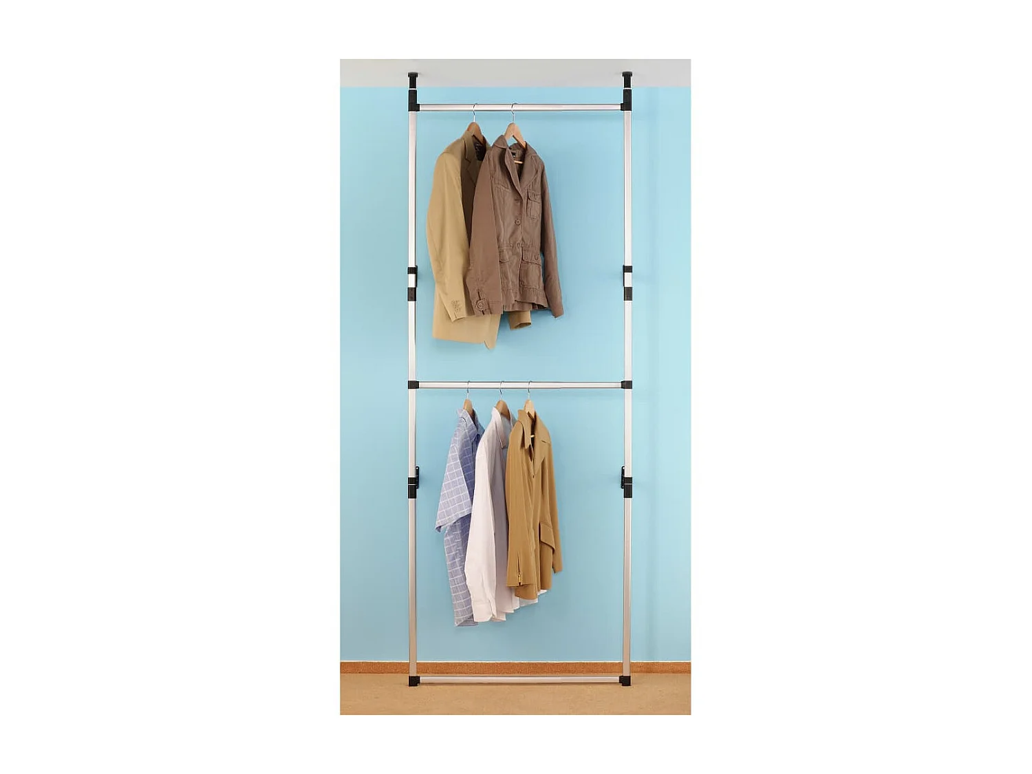 Système de garde-robe télescopique avec barres Aluminium OFR59326 BonneVie Meuble