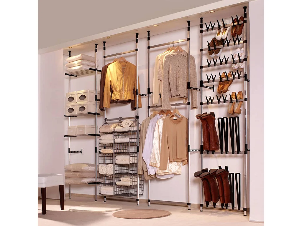 Système de garde-robe télescopique avec barres Aluminium OFR59326 BonneVie Meuble