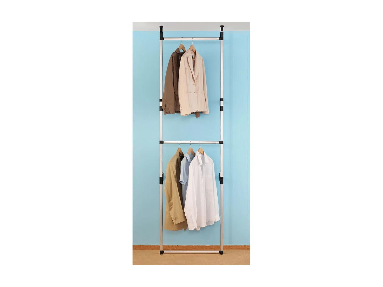 Système de garde-robe télescopique avec barres Aluminium OFR59326 BonneVie Meuble