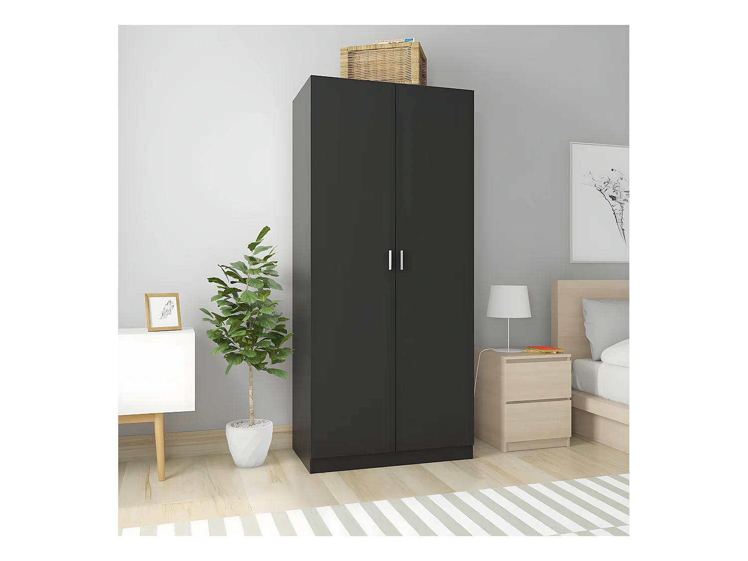 Garde-robe Noir 90x52x200 cm Aggloméré OFR13627 BonneVie Meuble