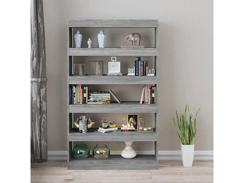 Bibliothèque-Séparateur de pièce Sonoma gris 100x30x166 cm OFR95098 BonneVie Meuble