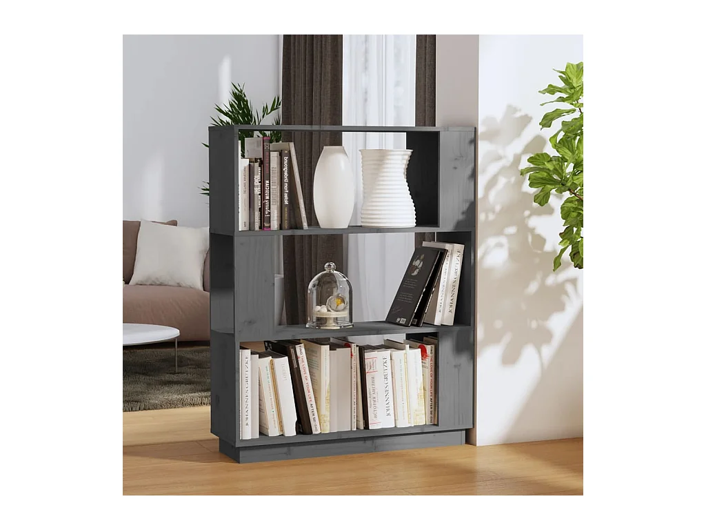 Bibliothèque-Séparateur de pièce Gris 80x25x101 cm Pin solide OFR27517 BonneVie Meuble