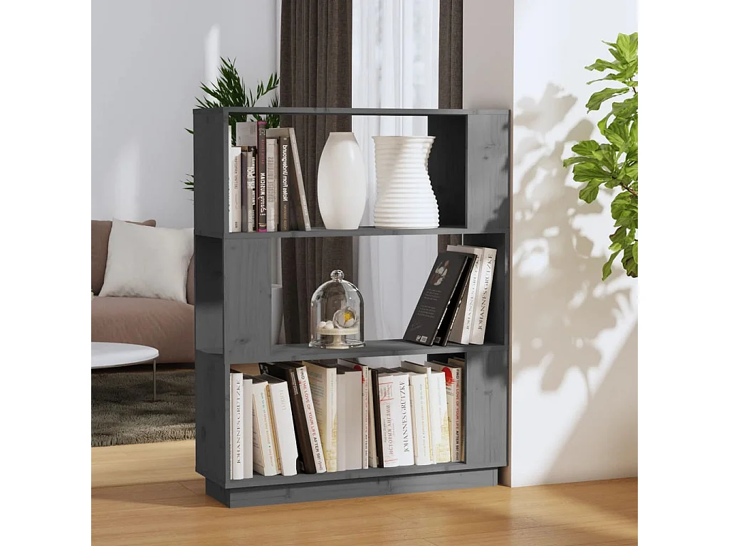 Bibliothèque-Séparateur de pièce Gris 80x25x101 cm Pin solide OFR27517 BonneVie Meuble