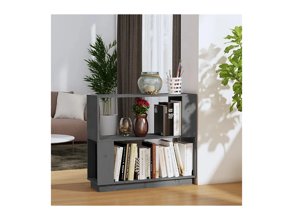 Bibliothèque-Séparateur de pièce Gris 80x25x70 cm Pin solide OFR93747 BonneVie Meuble