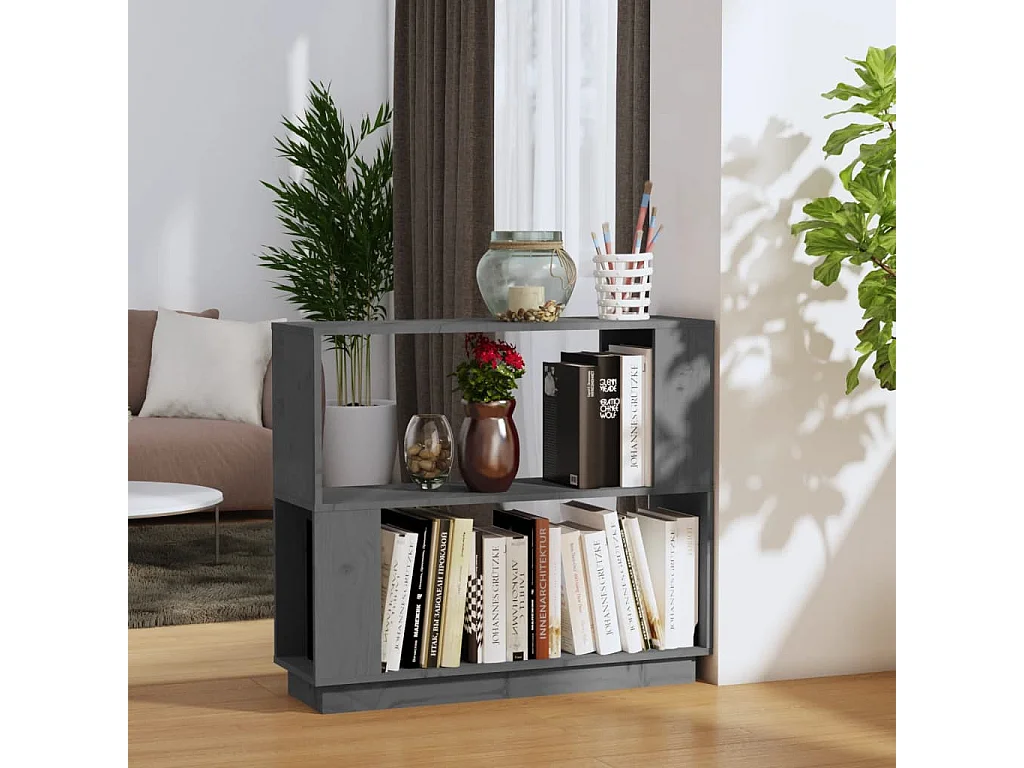Bibliothèque-Séparateur de pièce Gris 80x25x70 cm Pin solide OFR93747 BonneVie Meuble