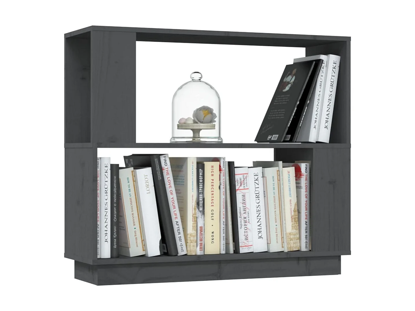 Bibliothèque-Séparateur de pièce Gris 80x25x70 cm Pin solide OFR93747 BonneVie Meuble