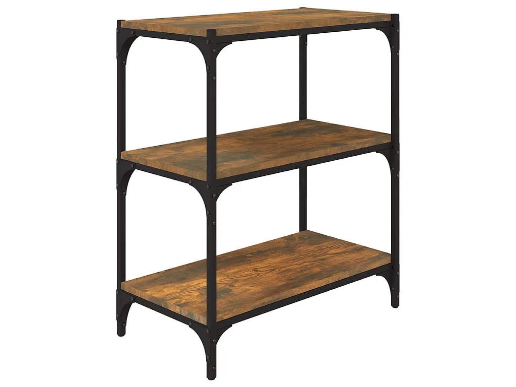 Bibliothèque Chêne fumé 60x33x70,5cm Bois d'ingénierie et acier OFR30450 BonneVie Meuble