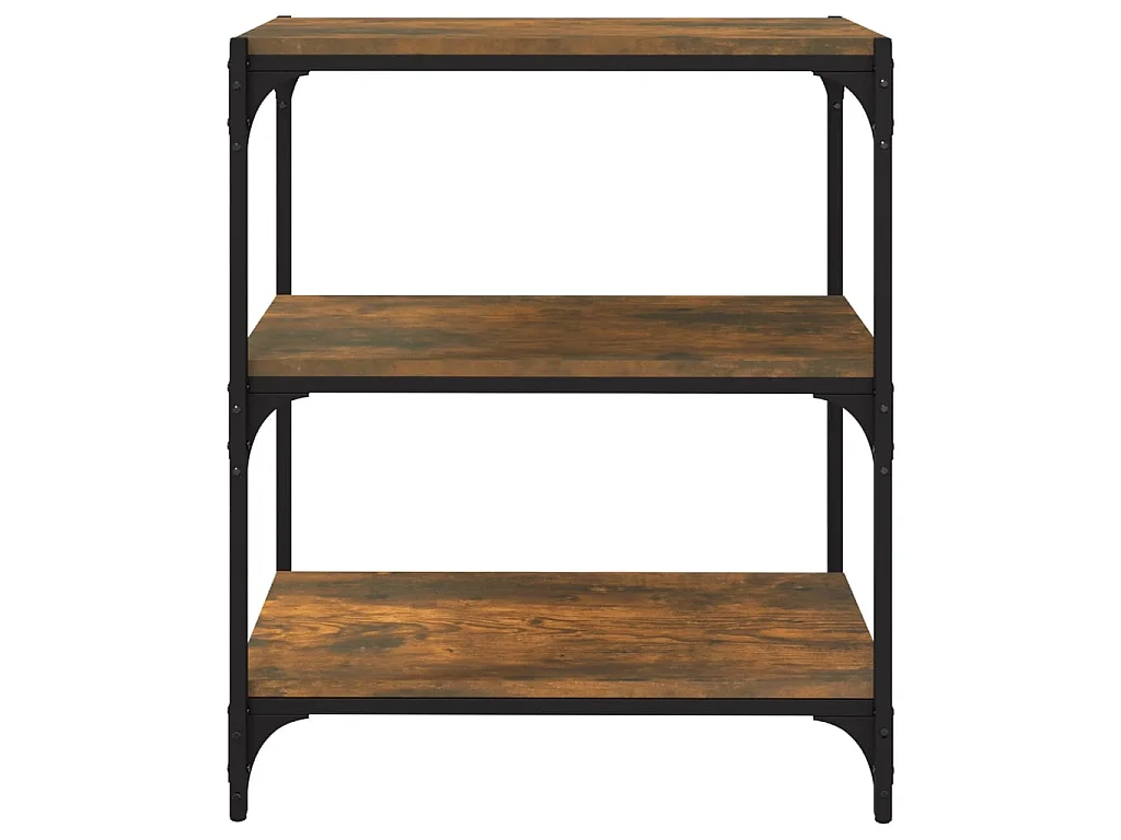 Bibliothèque Chêne fumé 60x33x70,5cm Bois d'ingénierie et acier OFR30450 BonneVie Meuble