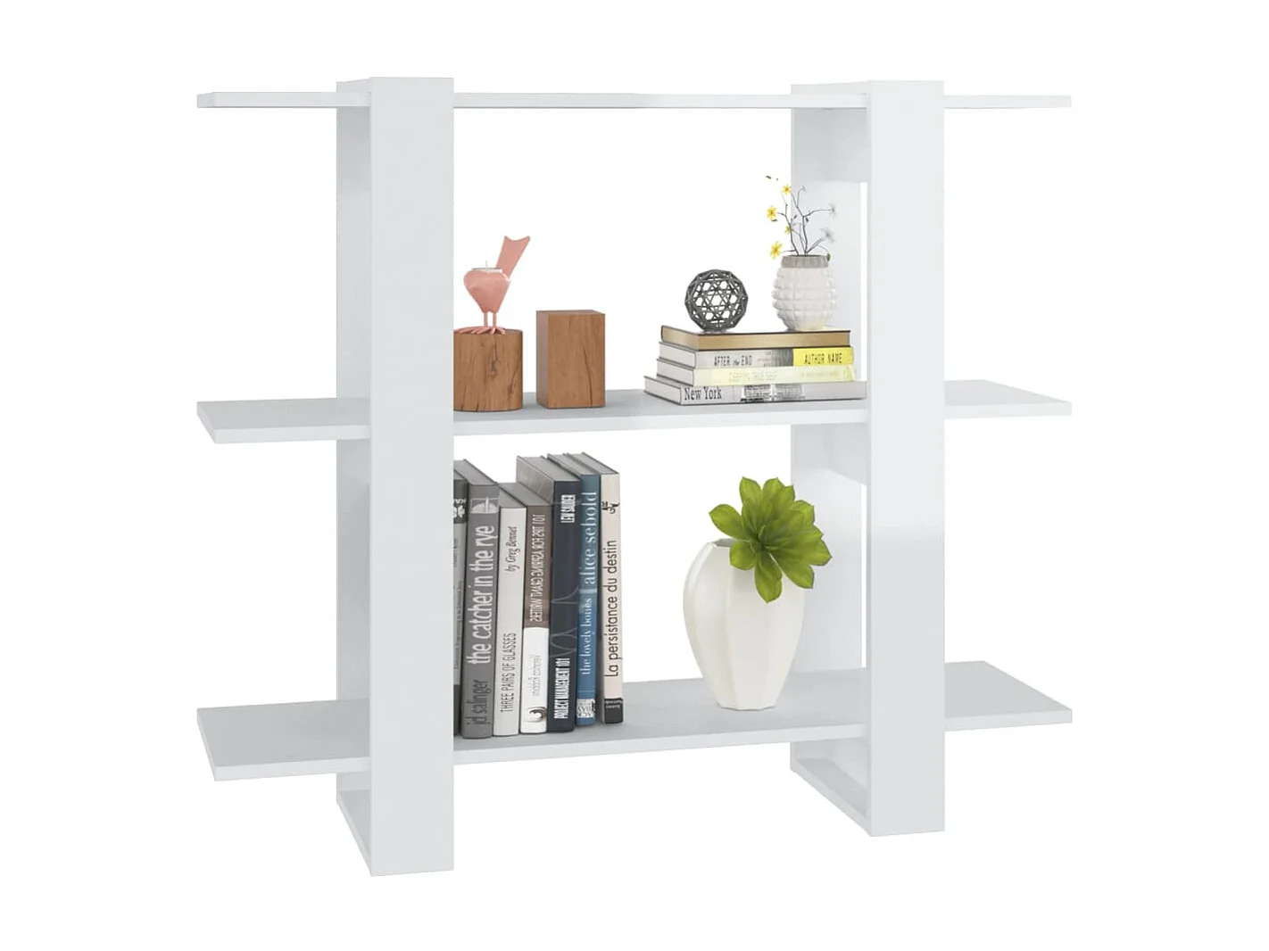 Bibliothèque-Séparateur de pièce Blanc brillant 100x30x87 cm OFR38784 BonneVie Meuble