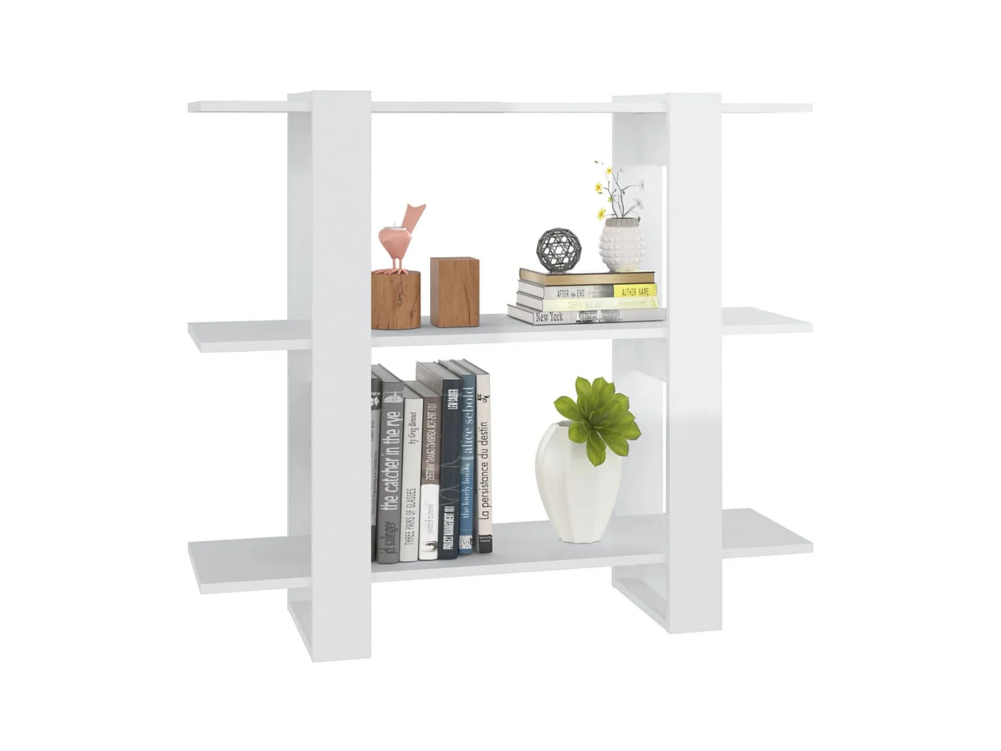 Bücherregal/Bücherschrank,Raumteiler Hochglanz-Weiß 100x30x87 cm -gkd219446