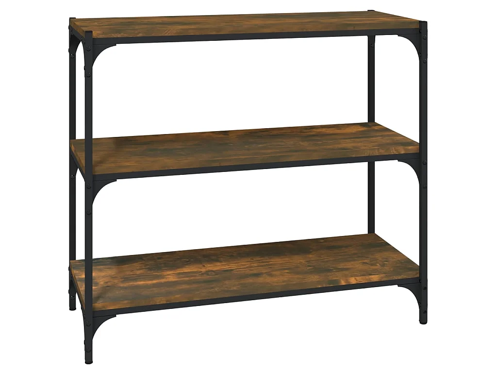 Bibliothèque Chêne fumé 80x33x70,5cm Bois d'ingénierie et acier OFR93377 BonneVie Meuble