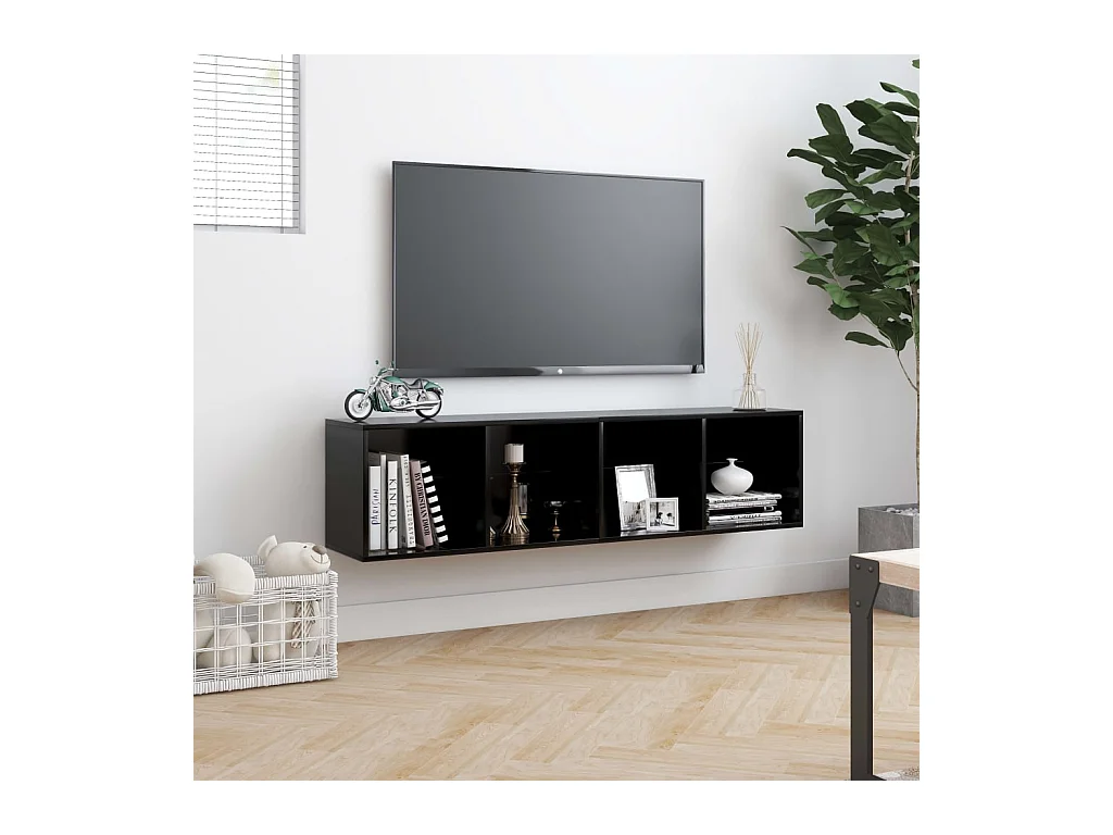 Bücherregal/TV-Schrank,TV-Möbel Schwarz 143×30×36 cm -gkd970275