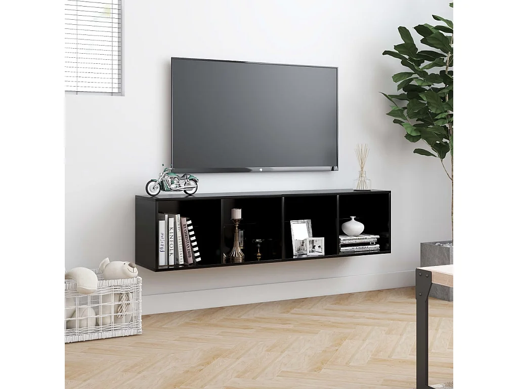 Bücherregal/TV-Schrank,TV-Möbel Schwarz 143×30×36 cm -gkd970275