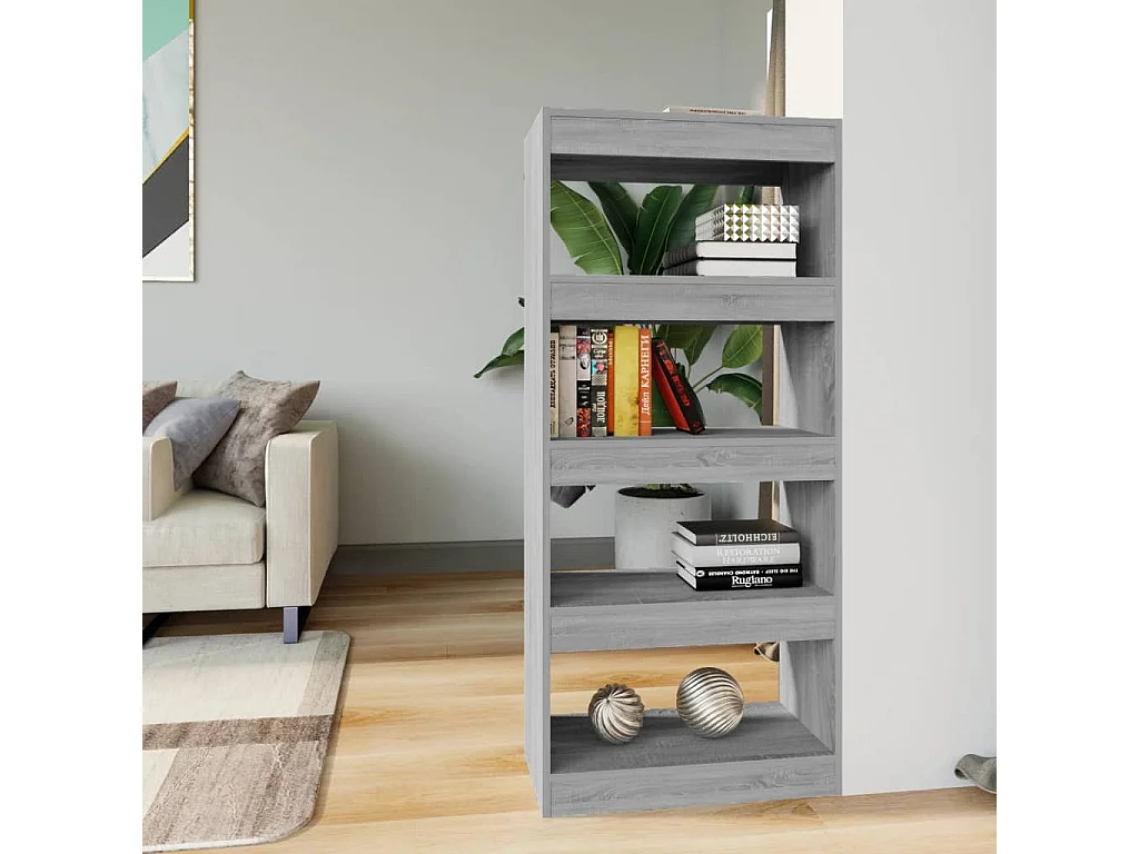 Bibliothèque Sonoma gris 60x30x135 cm Bois d'ingénierie OFR77953 BonneVie Meuble