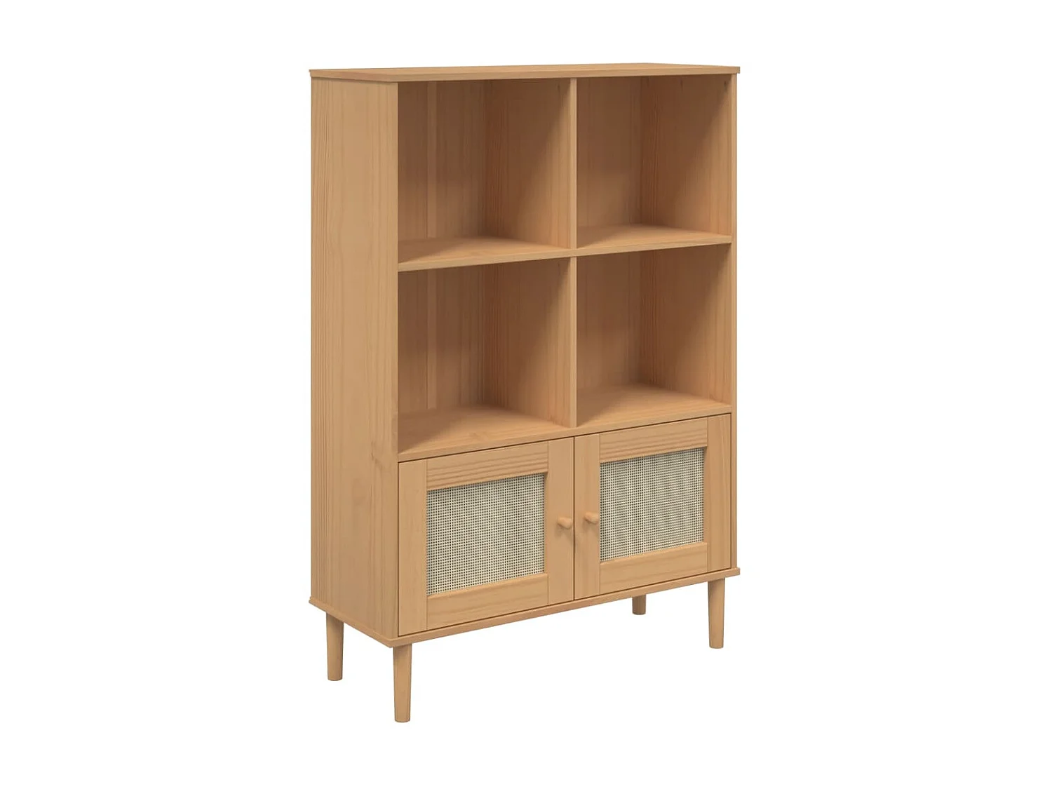 Bibliothèque SENJA aspect de rotin marron bois massif de pin OFR69111 BonneVie Meuble