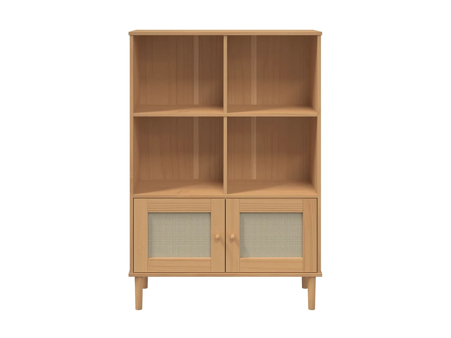 Bibliothèque SENJA aspect de rotin marron bois massif de pin OFR69111 BonneVie Meuble