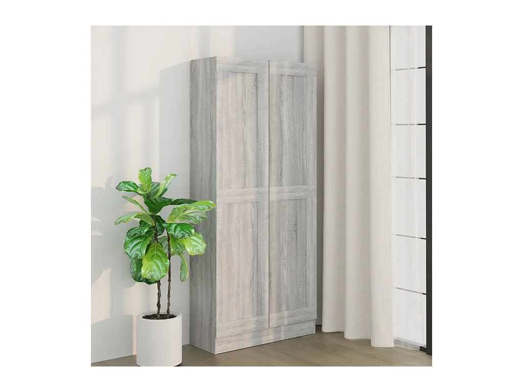 Bibliothèque Sonoma gris 82,5x30,5x185,5 cm Bois d'ingénierie OFR45462 BonneVie Meuble