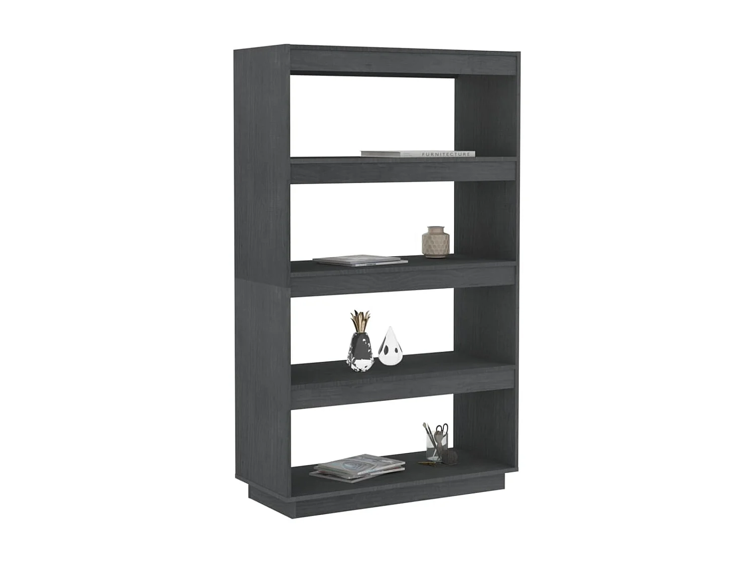 Bibliothèque-Séparateur de pièce Gris 80x35x135 cm Pin massif OFR94784 BonneVie Meuble